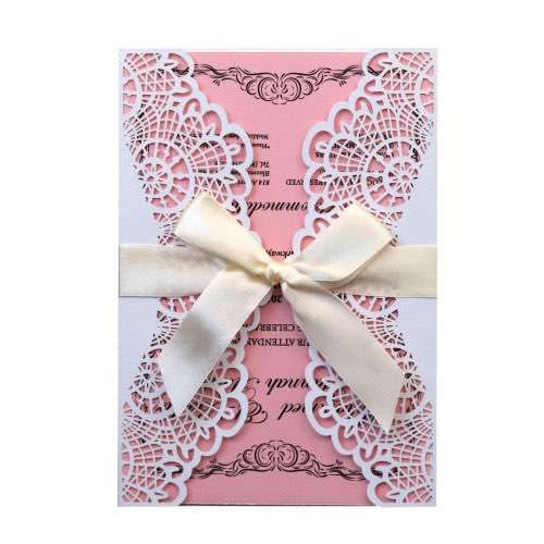 Wedding Invitation Rectangle Laser Cut Paper Beautiful Lace Card
